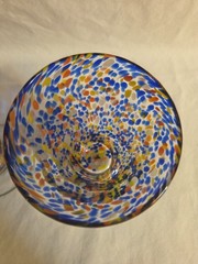 Pair 1 Source Inc Hand Blown Confetti Art Glass Goblets Tumblers Blue Orange…