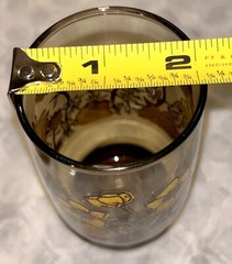 VINTAGE FLORAL Brown Yellow and Orange Juice Glass Set of 2