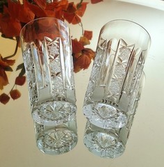 Crystal Drinking Tumblers Highball Glasses Criss-Cross Cut Bohemia Set of 4