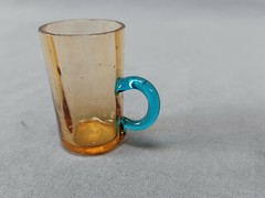 Legras Portieux George Sand Hand Blown Amber & Blue Optic Molded Cordial Glass B