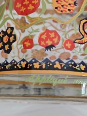 Vintage Set Of 3 Georges Briard Glasses Applique and Embroidery Birds Flowers