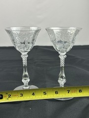 Cambridge Rose Point Etched Liquor Cocktail Glass Set Of 2 clear 6″ tall