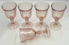 5 Cristal D’Arques-Durand Rosaline Pink Swirl Optic Water Goblet 6oz France 5 ¾»