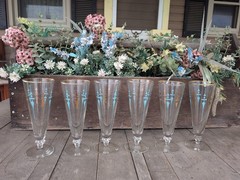 Vintage Libbey Staccato Abstract Atomic Sward Pilsner Beer Glasses (6)