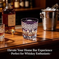 Luxury handmade Whisky Brandy Crystal Bar Glass Cup Tumbler Geometric Cut 11oz