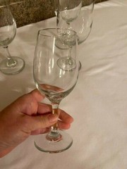Set of 3 Stem Wine Glasses Clear 8″ Tall 2 1/4″ Diameter Opening
