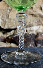 Tiffin-Franciscan Green Optic Uranium Glass Champagne Wine Cocktail 6″ Vintage