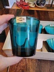 Early NUUTAJARVI NOTSJO KAJ FRANCK 6 Teal Tumblers Set CLEAN Original Box MCM