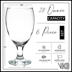 Goblet Party Glasses, Iced Tea Glasses 20 Ounce, Set of 6 Goblets, Iced Tea a…