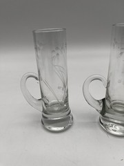 3 Vintage Crystal Cordial Glassware with Handle etched floral Design