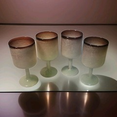 VTG Murano Style 4 Wine Glasses Barware Handcrafted Handblown Mexico? Italy?