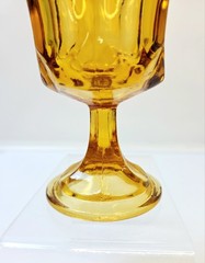 VTG Anchor Hocking Fairfield Amber Gold Wine Goblets MCM Stem Glasses Set of 4