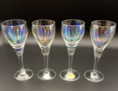 Iridescent Czech Bohemia Cordial Glasses Classic Rainbow Party Celebrate Set/4