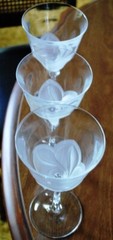 Vtg Set 3 FLORENCE Cristal d’Arques-Durand WATER GOBLETS GLASSES Frosted Petals