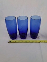Luigi Bormioli Michelangelo Tumbler Cobalt Blue 14 oz Highball Glass Set Of 3