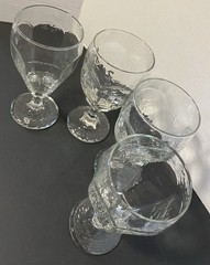 4 Vintage Libbey Chivalry Clear Glass Water Goblets Textured Panel 6.5”H 2