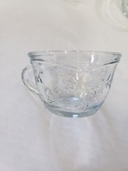 VTG 70s Anchor Hocking Savannah Clear Coffee Tea Punch Cups Floral Glass W Hooks