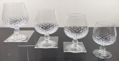 4) Cristal D’Arques Longchamp Brandy Glass Set Crystal Cut Snifters Stemware Lot