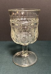 4 Sunflower Pattern 5 1/2” Wine Water Stemmed Glasses D.C. Jenkins Glass Co EAPG