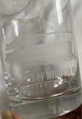 8 Vtg SS City of Midland 41 C&O Etched Low Ball Whiskey Glasses Rare 12 oz