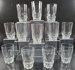 12 Arcoroc Artic Juice Glasses Set Clear Cut Drinking Tumbler Cristal France Lot