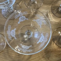 Homer Laughlin Queen Esther Glassware Set 16 Etched Stem Glasses