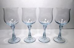 4 American Stemware Princeton Wine Glasses 8″ Sapphire Blue Crystal Goblets