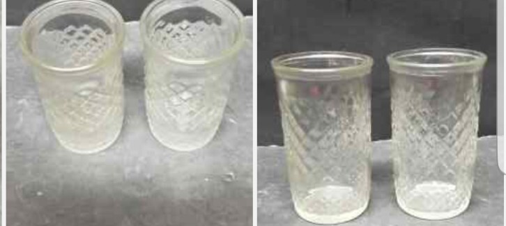 2 ANCHOR HOCKING CLEAR QUILTED DIAMOND POINT JUICE GLASSES JAM JELLY 3 7/8″