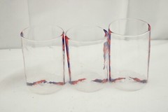 Set 3 Hand Blown Tumblers Gathered Studio Signed 2012 NHS 50th Sizes Vary