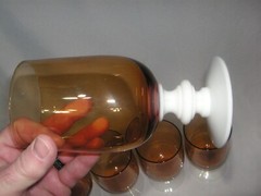 5 SCARCE IMPERIAL GLASS PROVINCIAL BLOWN PATTERN FOOTED TUMBLERS, 1960’s