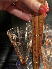 Vintage Pink Tiffin Franciscan 7 Water Juice And Parfait Glasses Etched
