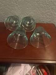 vintage set of 4 aqua saturn optic swirl glasses