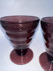 LE Smith Pebbled Rim Melba Amethyst Purple 4 1/4″ Tumbler ca. 1920’s Set Of 3