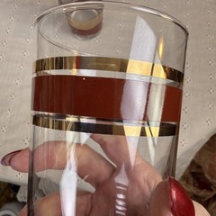Vintage Mid Century Modern Rust /Gold Bar Glasses Atomic Retro Highball- 2