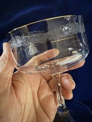 Lenox Moonspun Champagne Coupes Glasses Set 7 Platinum Rim Crystal Sherbet USA