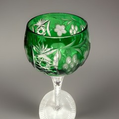 VINTAGE Nachtmann Traube Wine Hock Cut Clear Crystal Emerald Green 8.25″ Tall