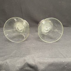 Pair Of Hand Blown Funnel Shaped Goblets With Air Twist Stems, Georgian Style.