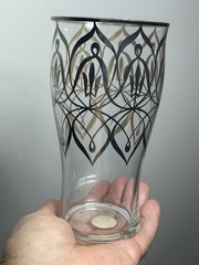 Vtg Mid Century Glass Tumbler Sterling Silver Gothic Art Nouveau Silver Overlay
