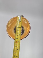 Rick Strini Art Glass Tulip Wine Goblet Iridescent Amber & Cobalt Signed