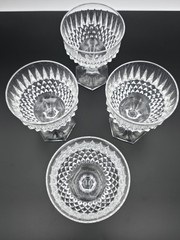 4 Fostoria Tall Crystal Sherbet Dessert Dish Cups Stratton Pattern 5 3/8″ MINT