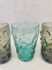 Anchor Hocking Lido Milano Juice Glasses 3” Tall Blue And Green Set of 3