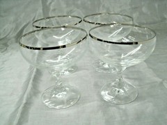 Vtg Schott Zwiesel NECKAR Set of 4-4 1/4″ Champagne Tall Sherbet Platinum EC 1