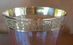 Tiffin Rambler Rose Pink #14188 Stem Gold Encrusted 6” Iced Tea Tumbler(s)
