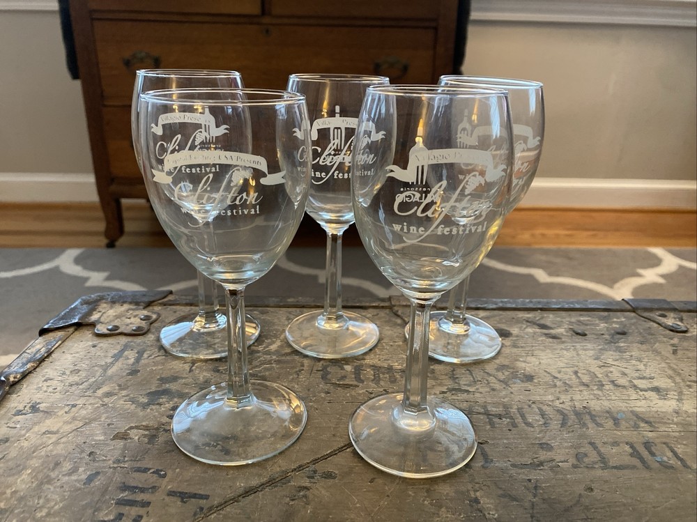 Clifton, VA Wine Festival Vintage Wine Glasses – Lot Of 5