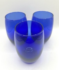 Set of 3 Cobalt Blue Stemless Wine Glasses Water Tumblers 14 OZ