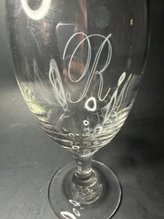 10pc~Vtg Etched Monogram Initial «R» Libbey Clear 16oz Water Iced Tea Wine Glass