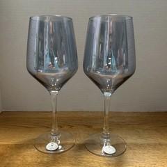 2 Cristalleria Ocean Blue Goblets Made In Italy