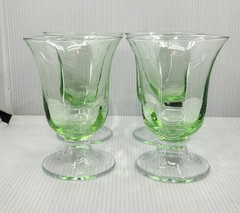 Set Of 4 Fostoria Green Footed Tumbler Glass