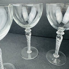 Set 4 Vintage Blefeld Crystal Swirlette Wine Water Glasses air twist swirl Stem