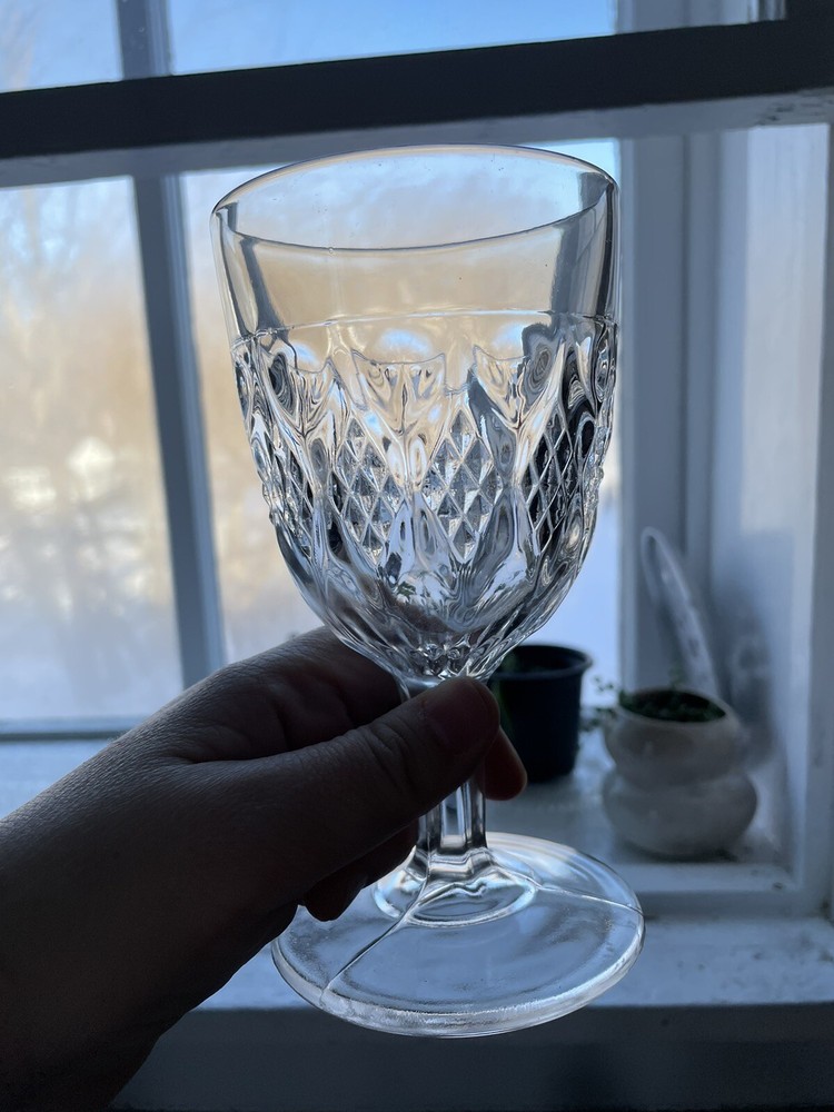 EAPG Doyle & Co. Flint Glass Goblet Pattern No. 33 Thumbprint And Diamond
